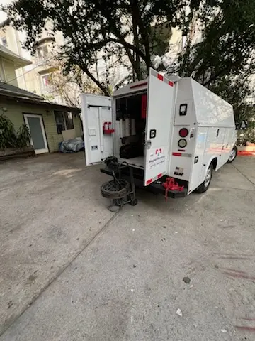 Magnet Plumbing service vehicle on-site for Sewer Line Repair in Jordan Oaks